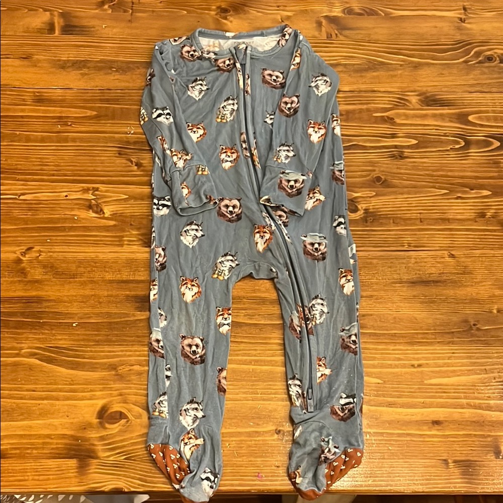 Boys woodland One Piece Pajamas - Blue posh peanut
